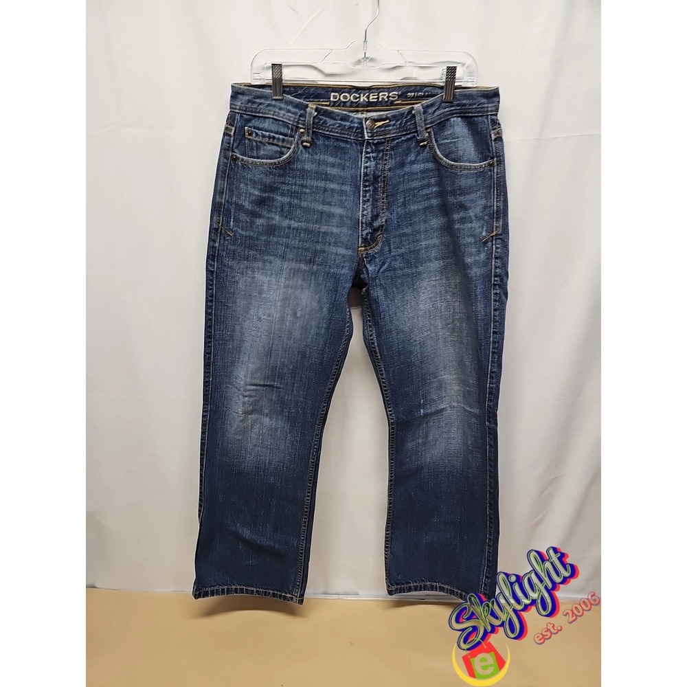 Dockers Men's D3 Classic Fit Straight‎ Jeans Blue 100% Cotton Medium Dark 34x29